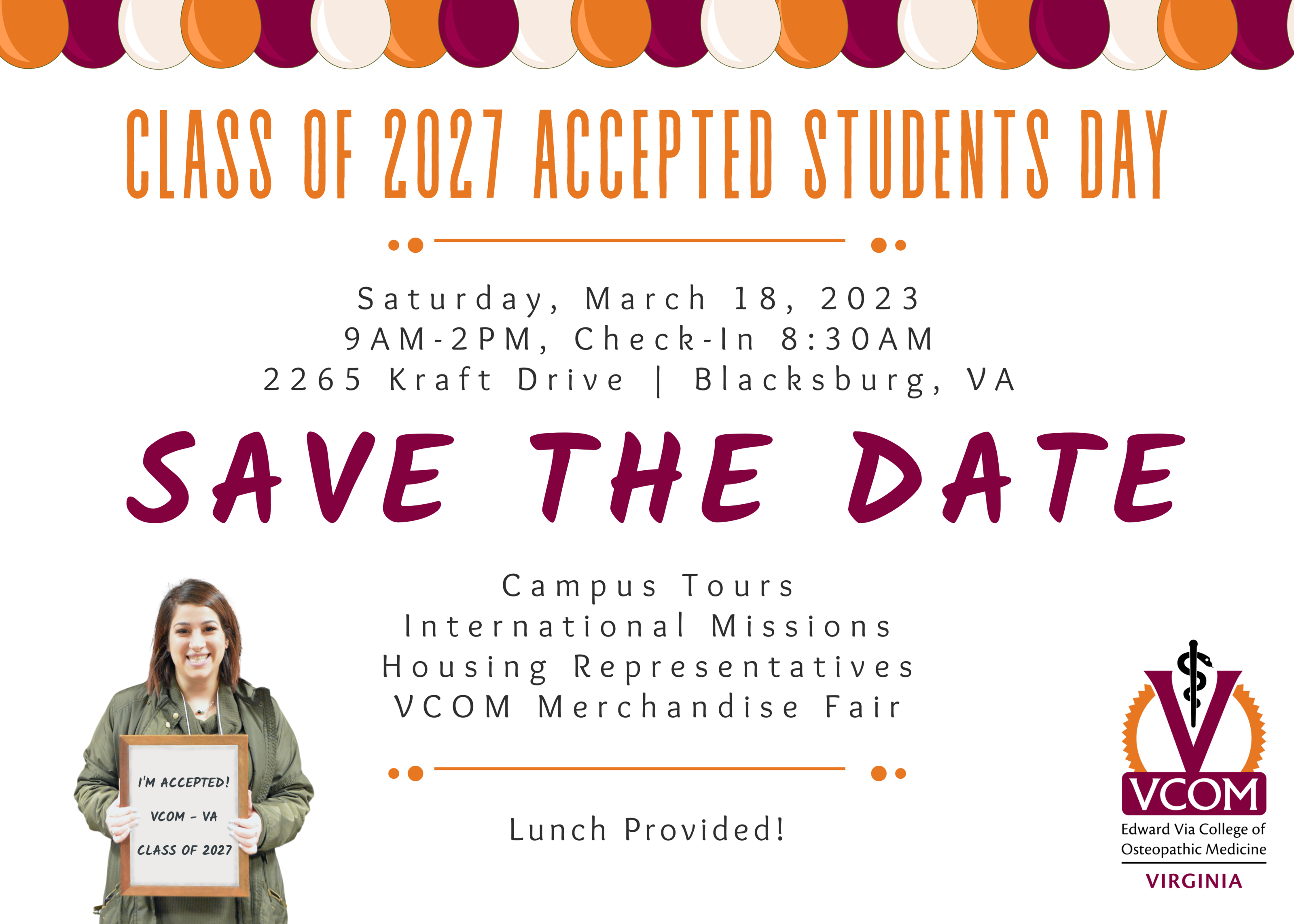 VCOM Virginia Accepted Students Day Flyer 2023