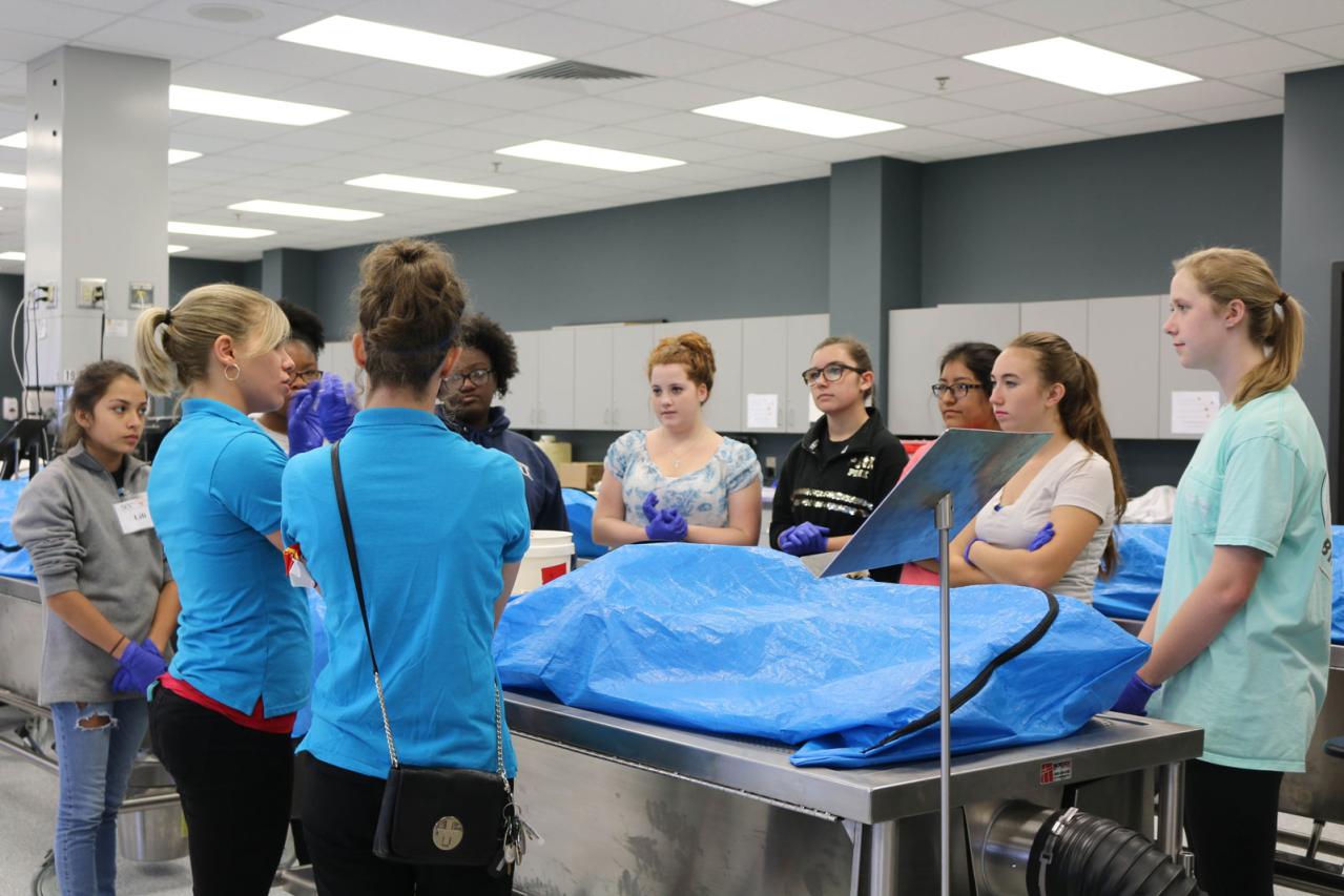 SEE camp students in anatomy lab