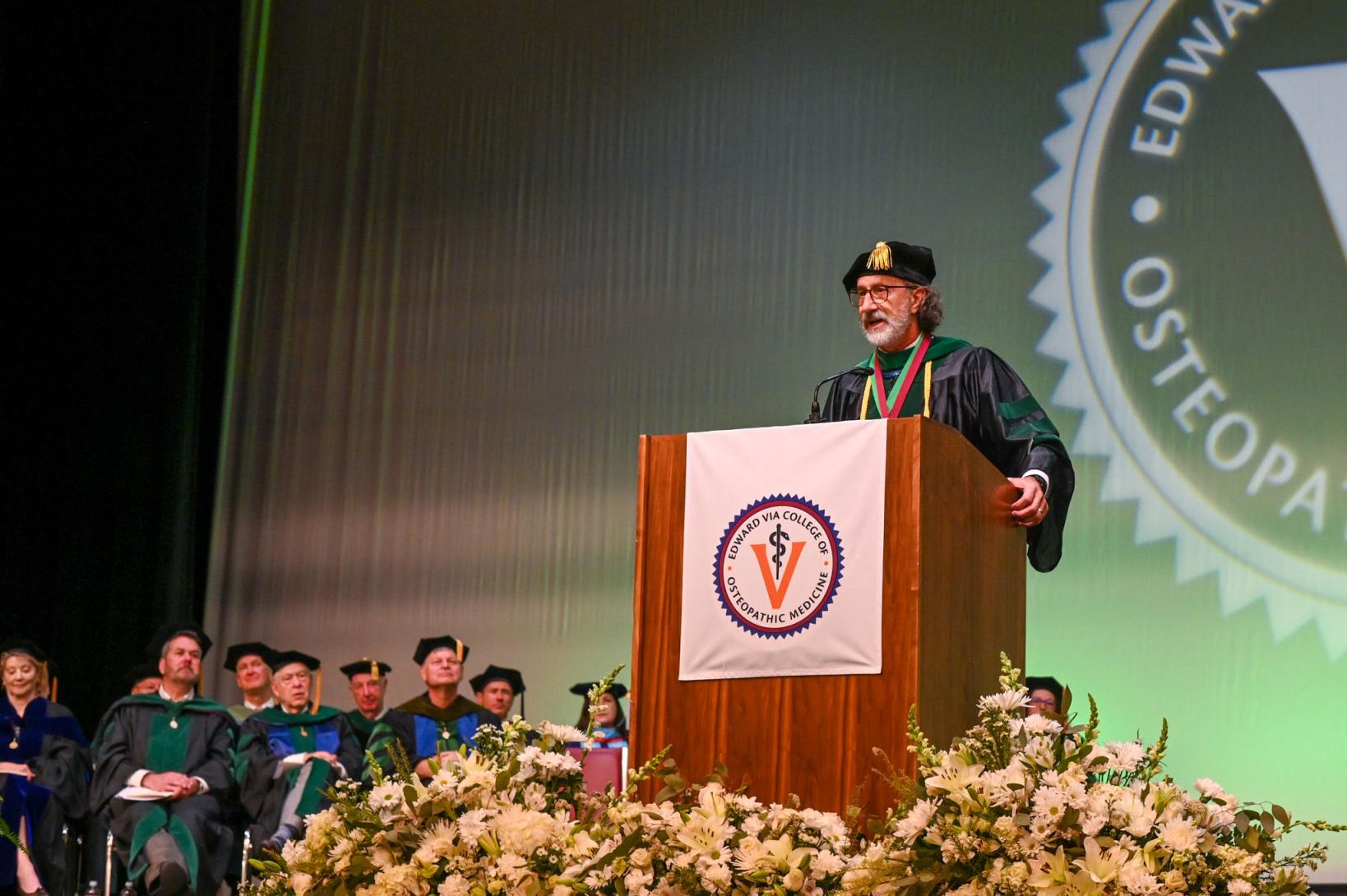 Graduation speaker at podium