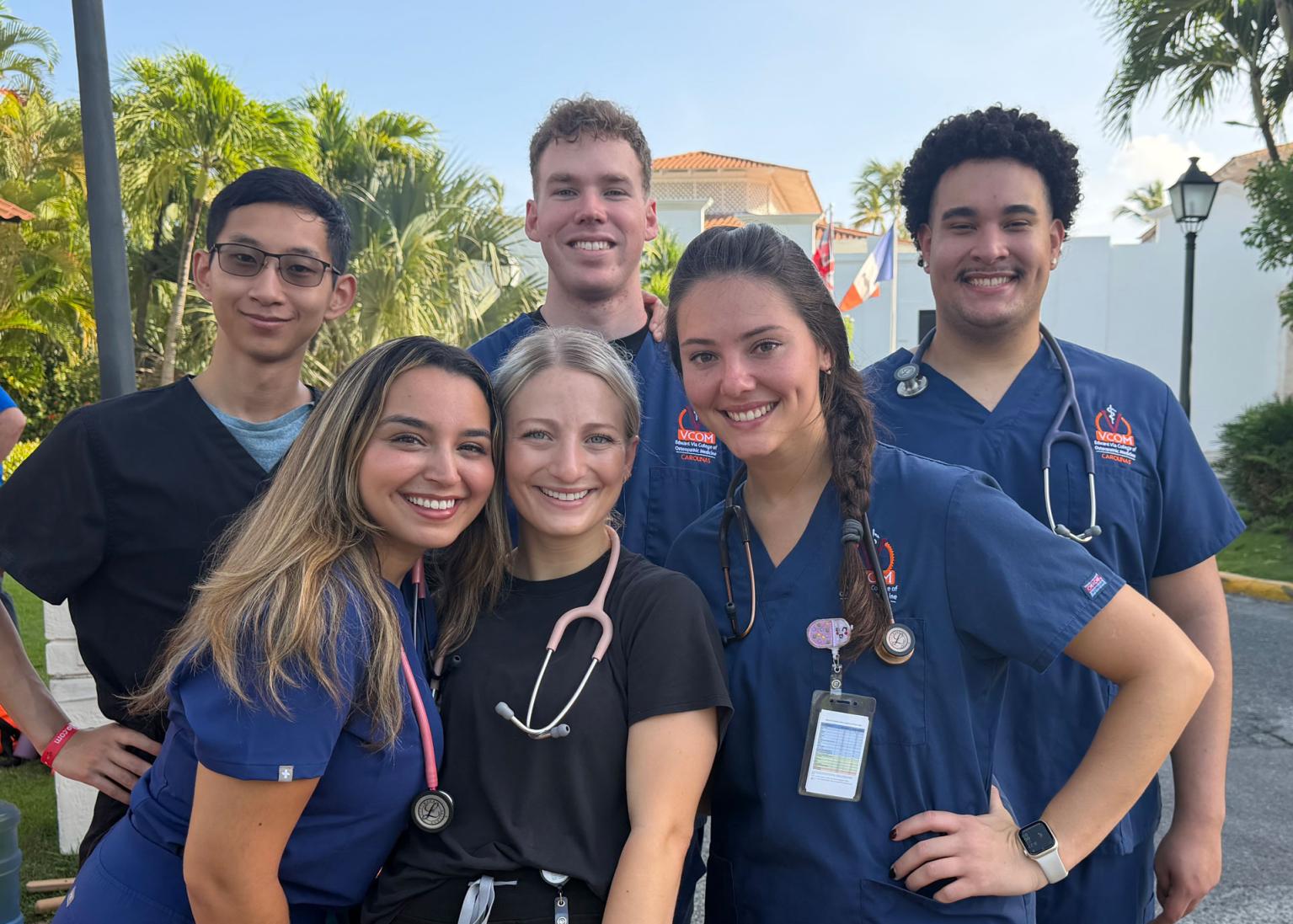 VCOM-Carolinas students in scrubs smiling