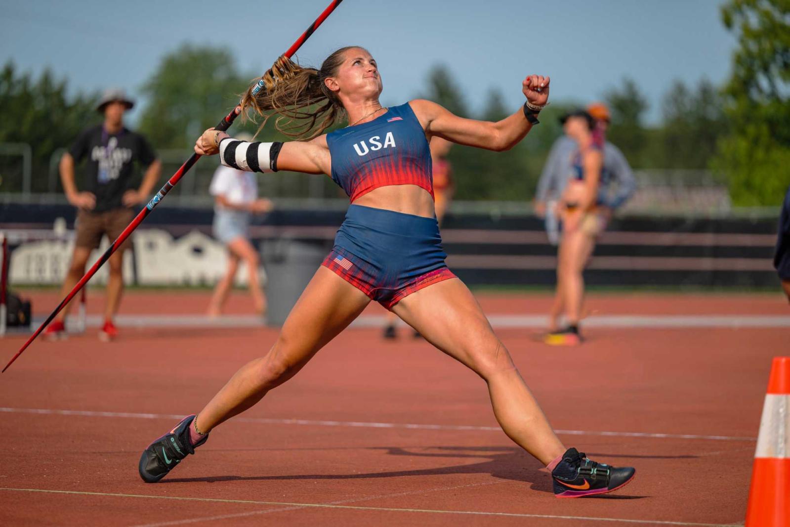 Hannah Hill throwing a javelin