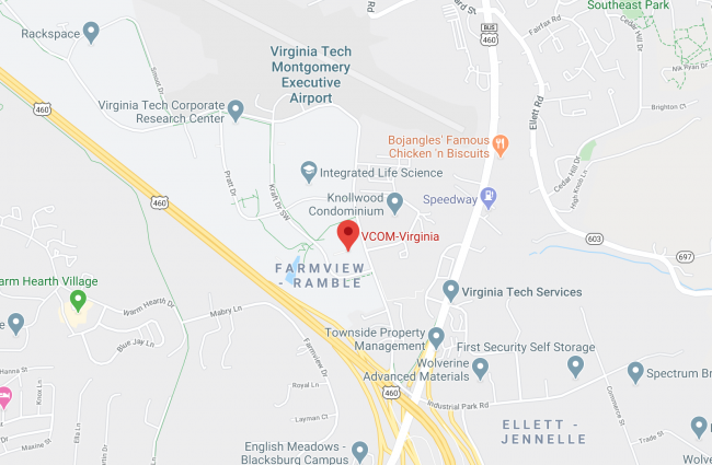 Google Map showing location of VCOM-Virginia.