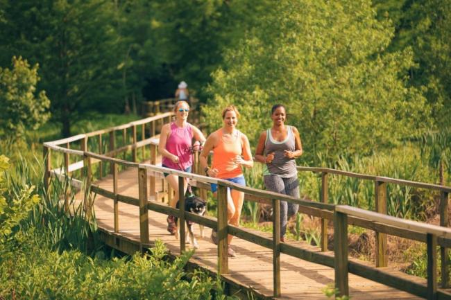 runners on the cottonwood trail in spartanburg