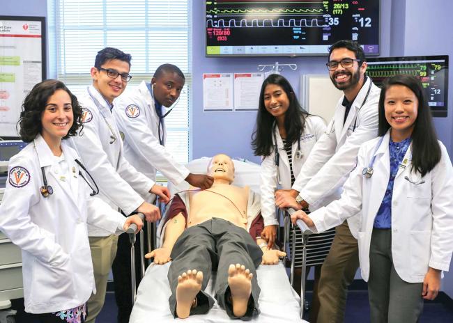 Students in sim lab