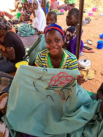 Patients and survivors learn embroidery and sewing as part of the rehabilitation program. Photo courtesy of Worldwide Fistula Fund.