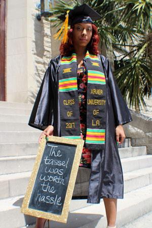 Marietta Williams in cap and gown