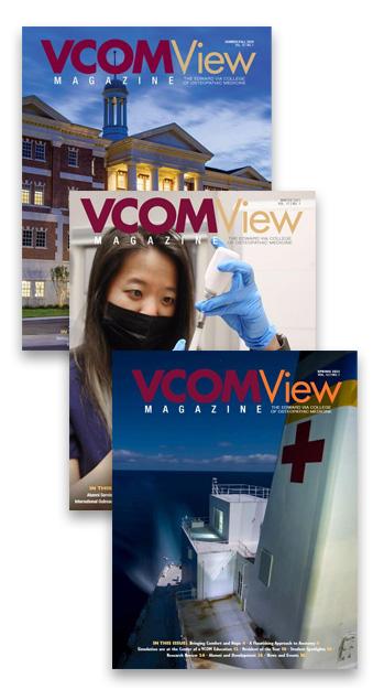 VCOM View magazines stacked