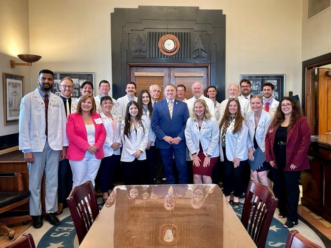 Students posing for White Coat Wednesday