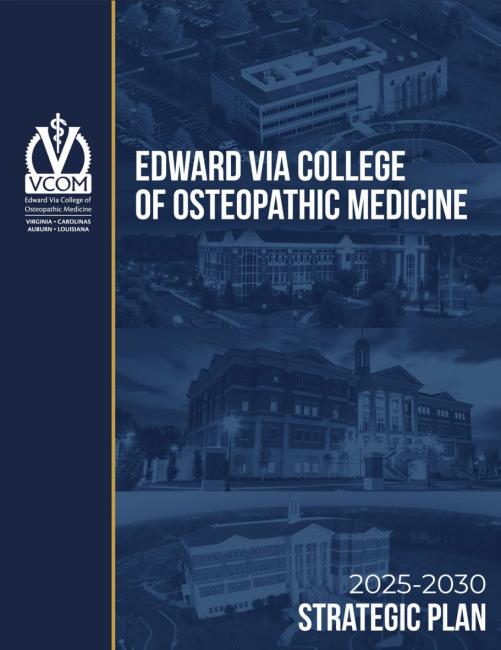 VCOM 2025-2030 Strategic Plan Cover with campus photos