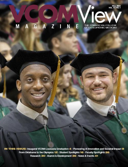 VCOM View Volume 13 Magazine Cover with two students smiling
