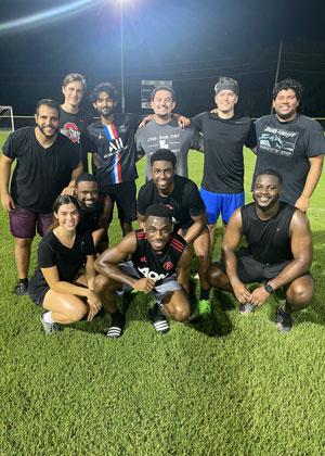 Chinaemerem Chukwudoro with friends after a soccer match