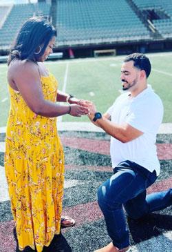 Jamie Rogers and her future husband during their proposal