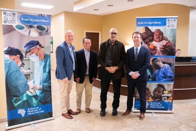 Tom Catena, MD, VCOM-Carolinas Dean Matthew Cannon, DO, FACOFP, and others smiling