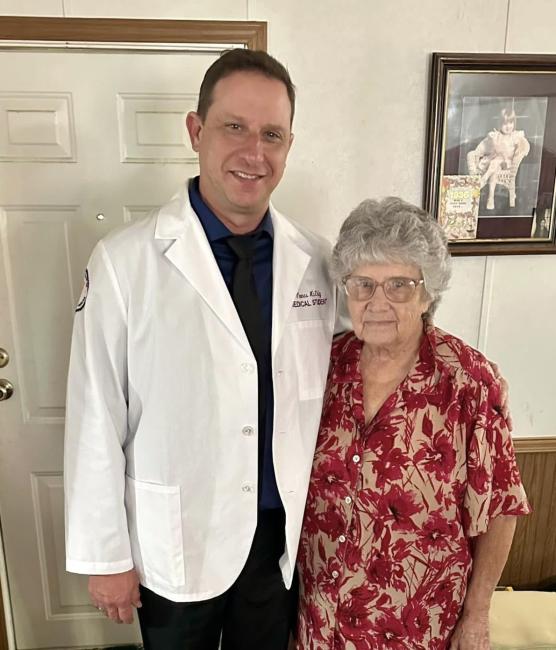 Thomas McKinley with his mother