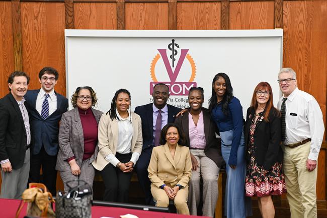 Maxine Lee, MD, MBA, FASA and members from VCOM-Virginia posing for a photo