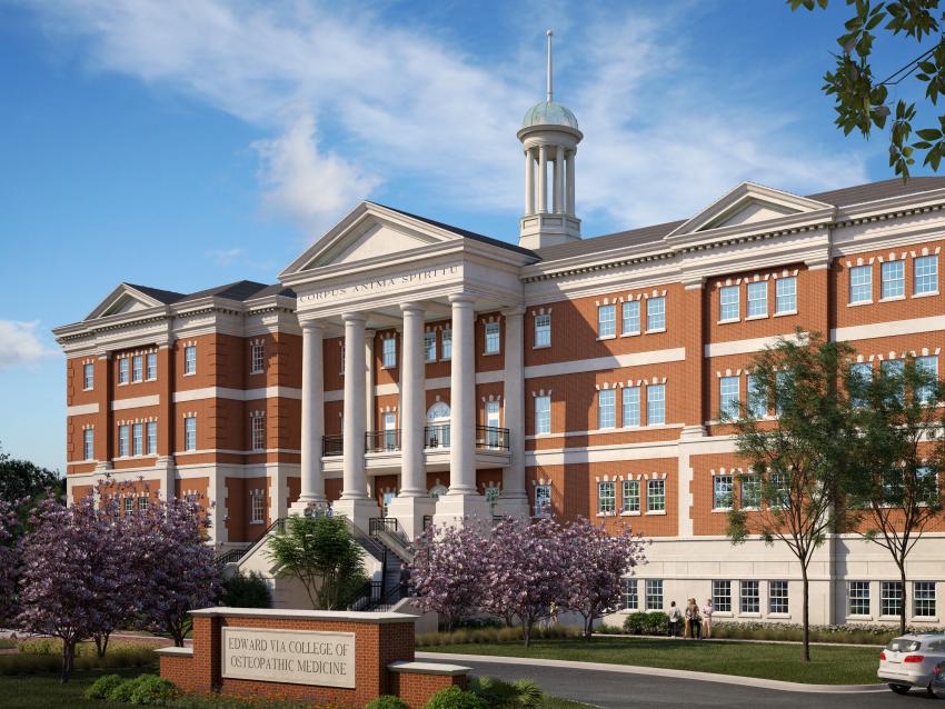 Architectural rendering of the front of the Louisiana campus building.