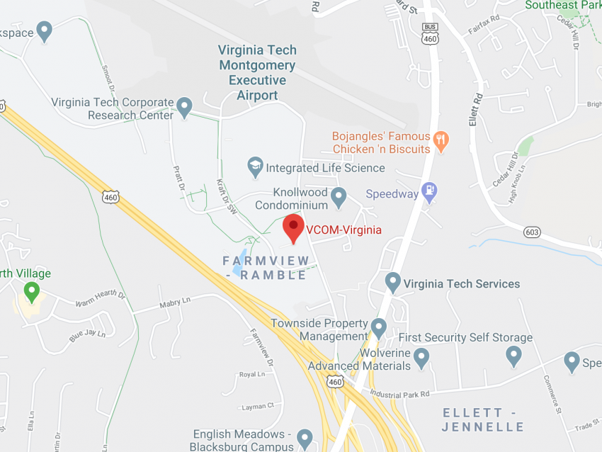 Google Map showing location of VCOM-Virginia.