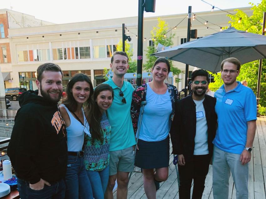 Homecoming attendees at social event