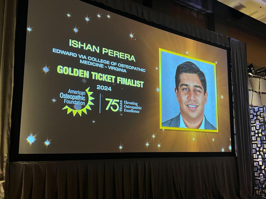 Indoor slideshow screen with Ishan Perera highlighted
