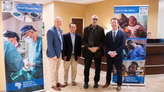 Tom Catena, MD, VCOM-Carolinas Dean Matthew Cannon, DO, FACOFP, and others smiling